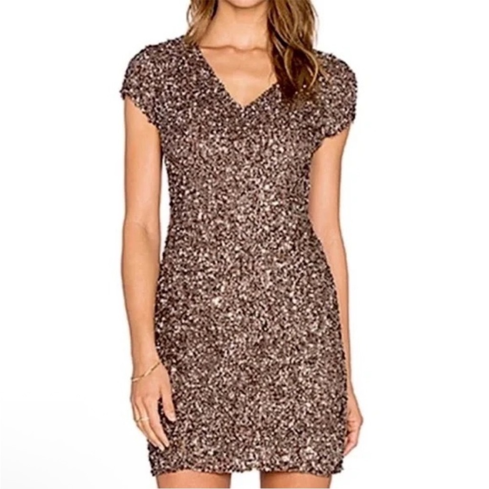 Parker Glittering Brown Mini Dress
